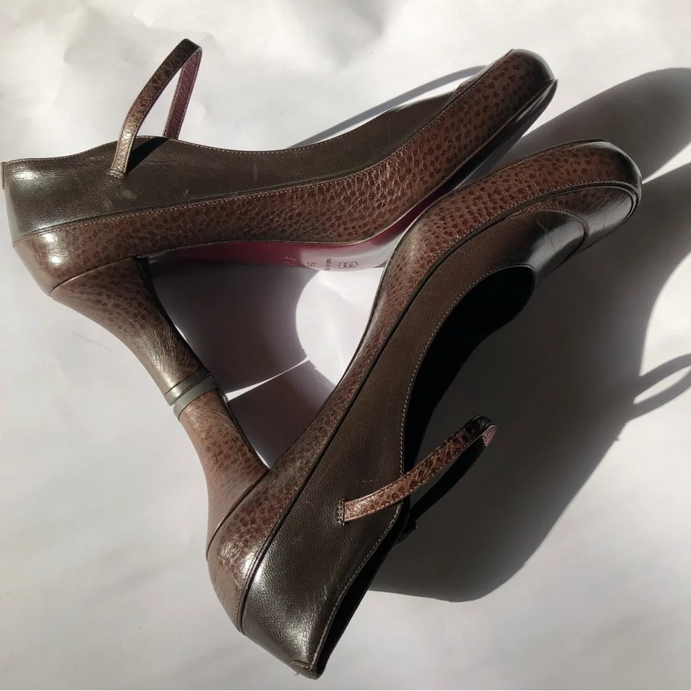 Vintage Via Spiga Made in Italy Leather Mary Jane Pumps Brown 9.5M